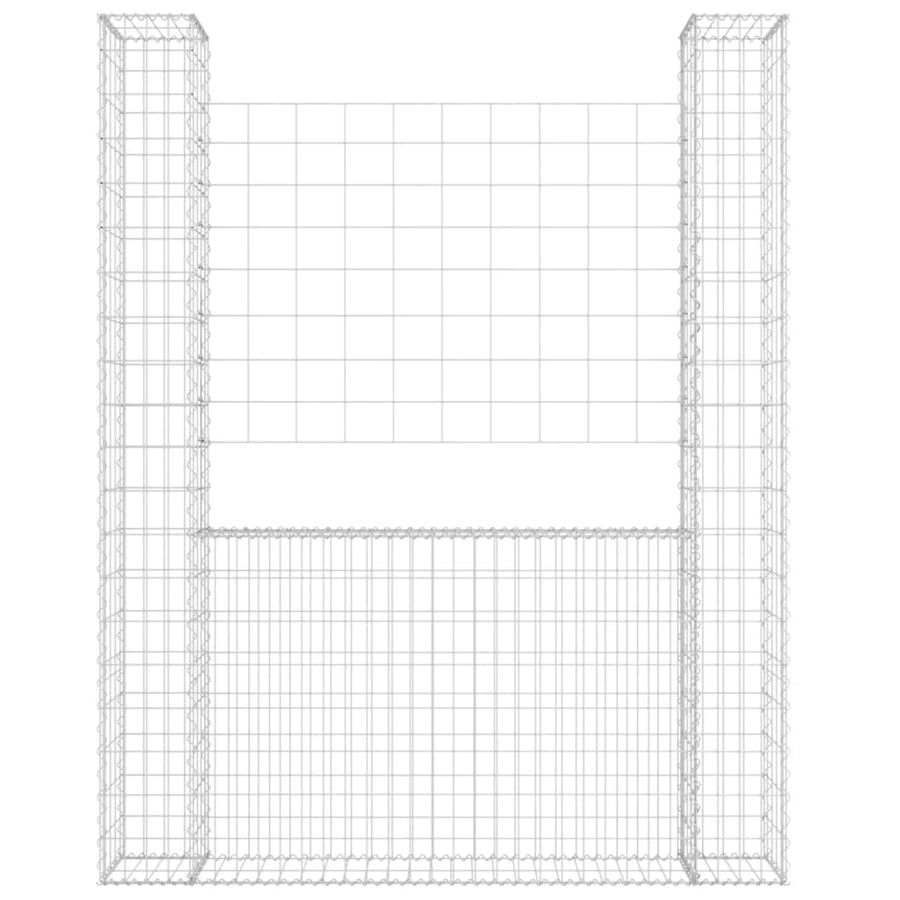 Schanskorf U-vormig met 2 palen 140x20x200 cm ijzer 140 x 20 x 200 cm