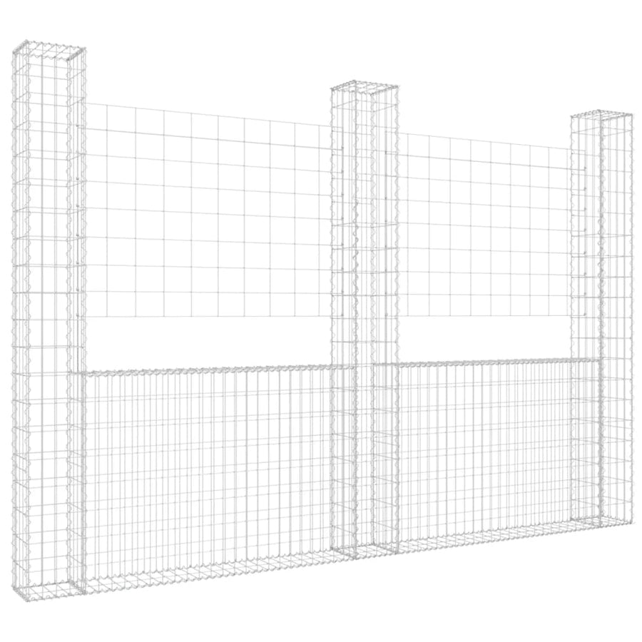 Schanskorf U-vormig met 3 palen 260x20x200 cm ijzer 260 x 20 x 200 cm