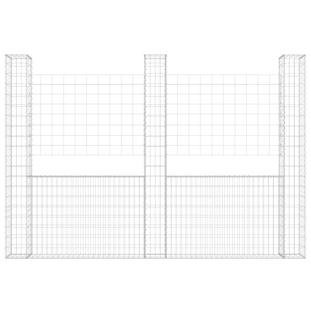 Schanskorf U-vormig met 3 palen 260x20x200 cm ijzer 260 x 20 x 200 cm