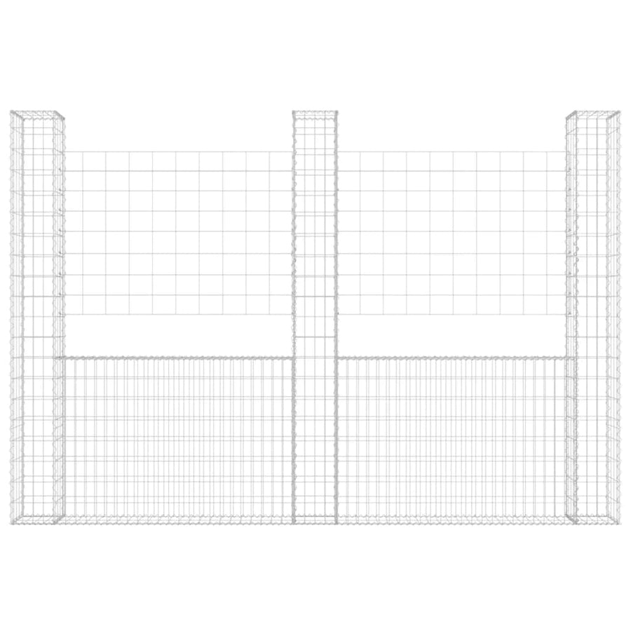 Schanskorf U-vormig met 3 palen 260x20x200 cm ijzer 260 x 20 x 200 cm
