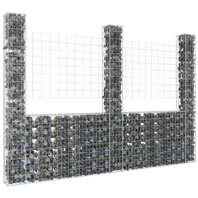 Schanskorf U-vormig met 3 palen 260x20x200 cm ijzer 260 x 20 x 200 cm