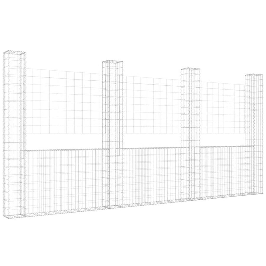 Schanskorf U-Vormig Met 4 Palen Ijzer 380 x 20 x 200 cm