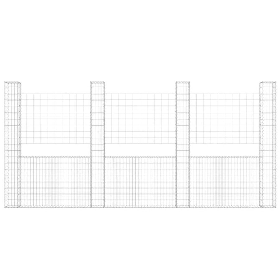 Schanskorf U-Vormig Met 4 Palen Ijzer 380 x 20 x 200 cm