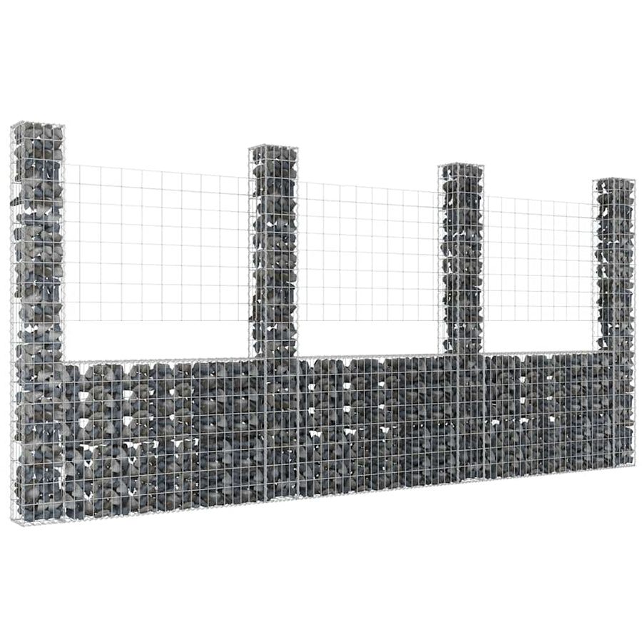 Schanskorf U-Vormig Met 4 Palen Ijzer 380 x 20 x 200 cm