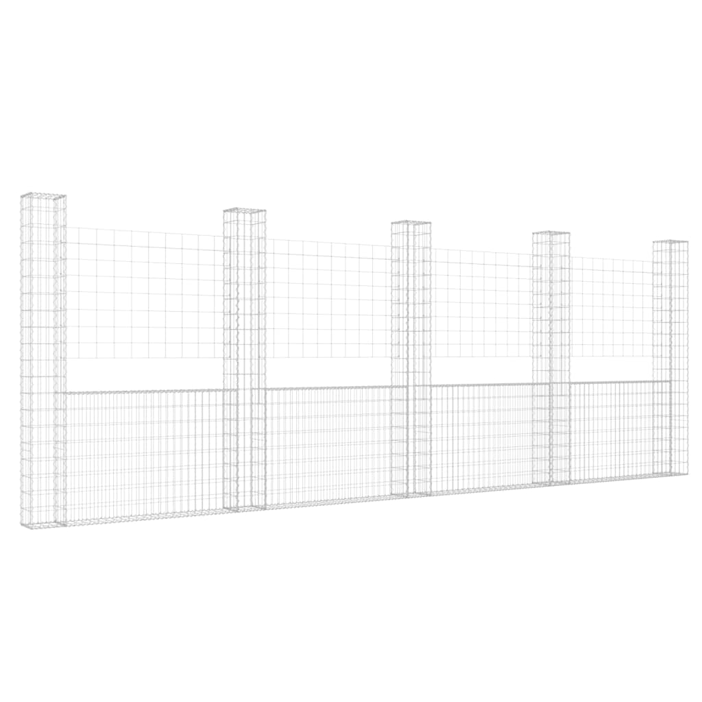 Schanskorf U-vormig met 5 palen 500x20x200 cm ijzer 500 x 20 x 200 cm