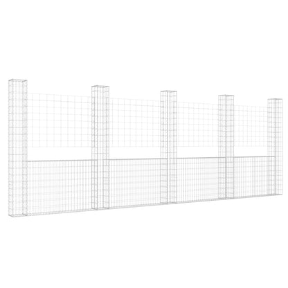 Schanskorf U-vormig met 5 palen 500x20x200 cm ijzer 500 x 20 x 200 cm