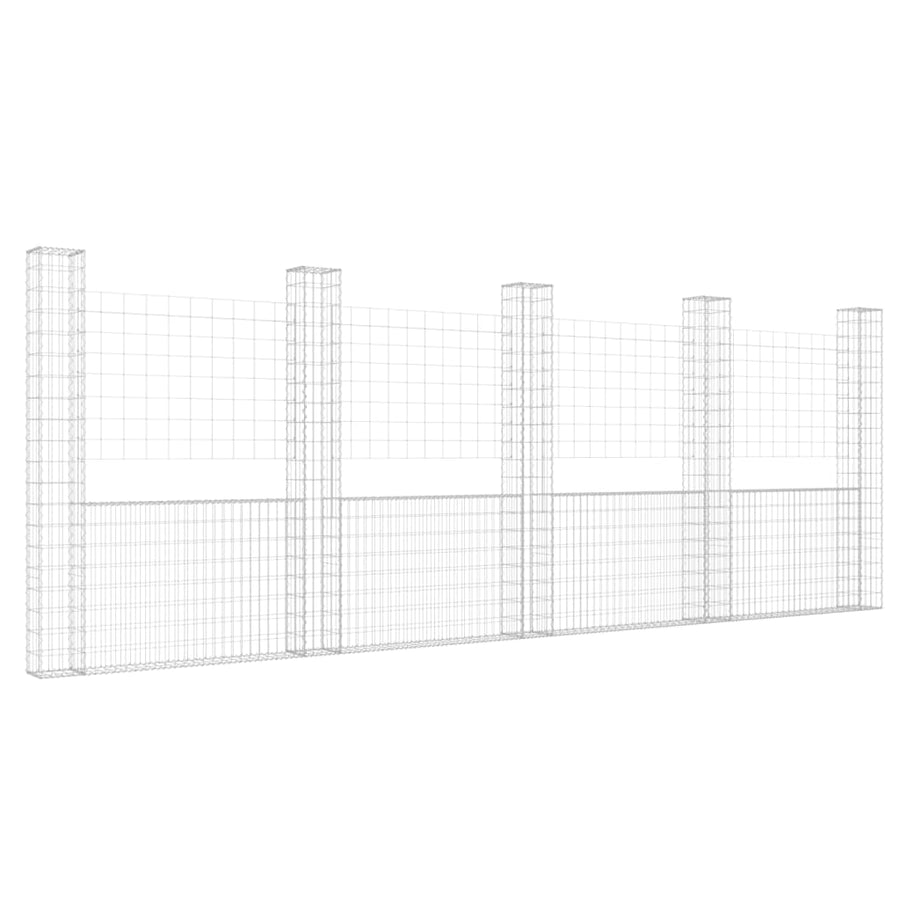 Schanskorf U-vormig met 5 palen 500x20x200 cm ijzer 500 x 20 x 200 cm