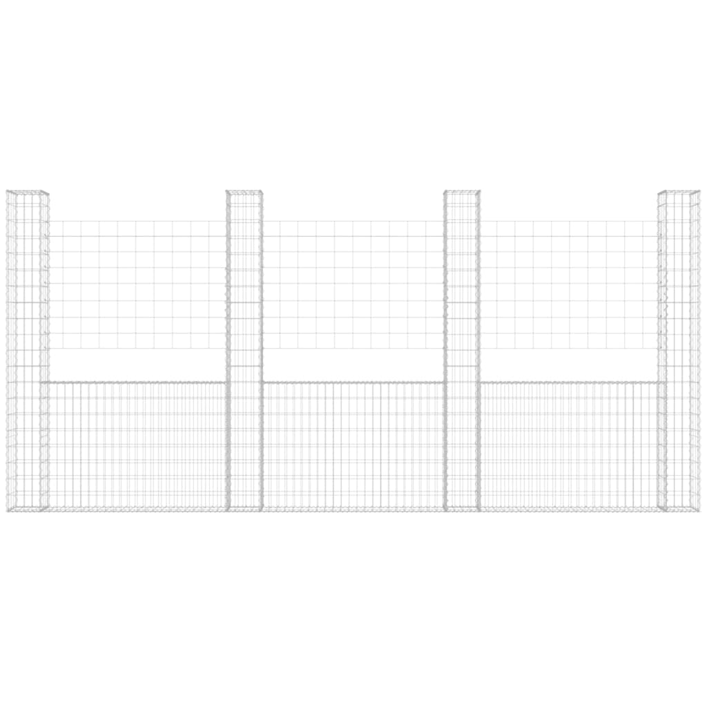 Schanskorf U-vormig met 5 palen 500x20x200 cm ijzer 500 x 20 x 200 cm