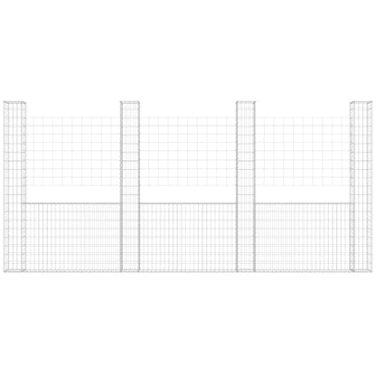Schanskorf U-vormig met 5 palen 500x20x200 cm ijzer 500 x 20 x 200 cm
