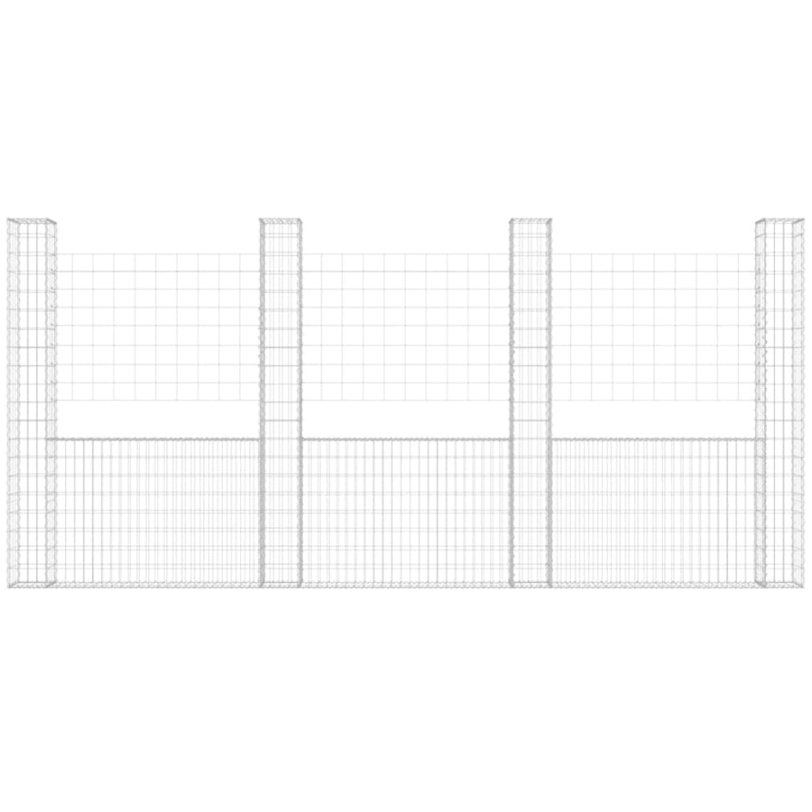 Schanskorf U-vormig met 5 palen 500x20x200 cm ijzer 500 x 20 x 200 cm