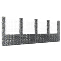 U-shaped gabion with 5 posts 500x20x200 cm iron