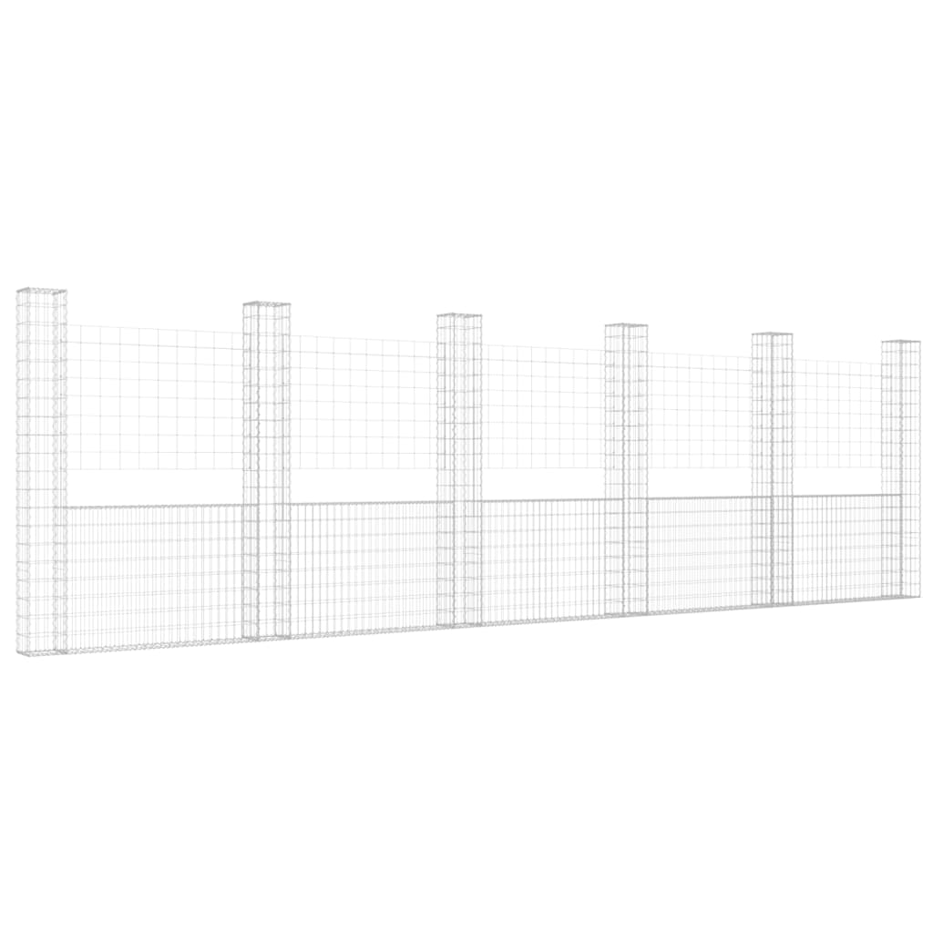 Schanskorf U-vormig met 6 palen 620x20x200 cm ijzer 620 x 20 x 200 cm