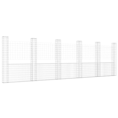 Schanskorf U-vormig met 6 palen 620x20x200 cm ijzer 620 x 20 x 200 cm