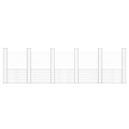 Schanskorf U-vormig met 6 palen 620x20x200 cm ijzer 620 x 20 x 200 cm