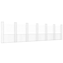 Schanskorf U-vormig met 7 palen 740x20x200 cm ijzer 740 x 20 x 200 cm