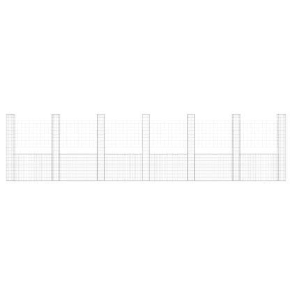 Schanskorf U-vormig met 7 palen 740x20x200 cm ijzer 740 x 20 x 200 cm