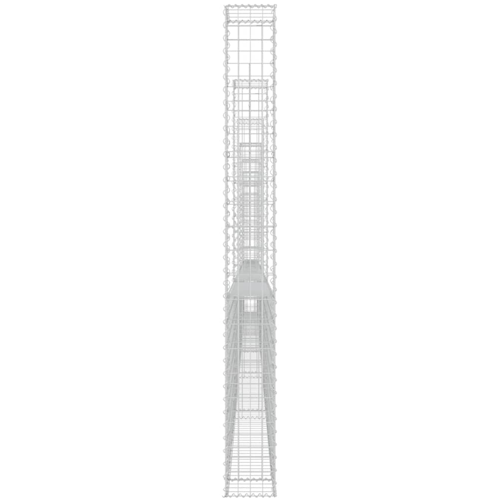 Schanskorf U-vormig met 7 palen 740x20x200 cm ijzer 740 x 20 x 200 cm