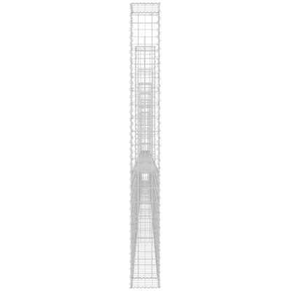 Schanskorf U-vormig met 7 palen 740x20x200 cm ijzer 740 x 20 x 200 cm