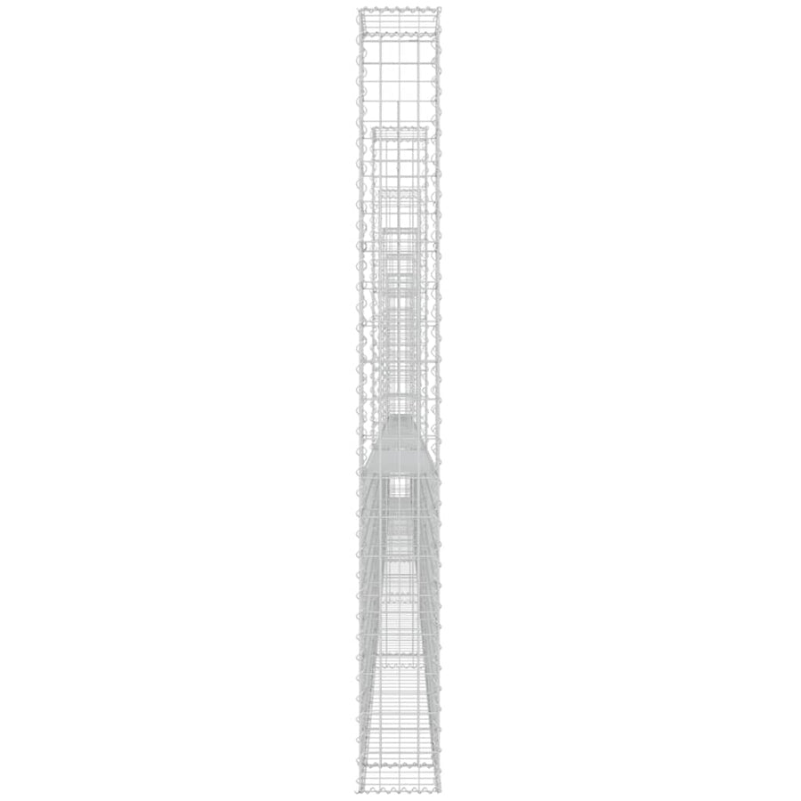 Schanskorf U-vormig met 7 palen 740x20x200 cm ijzer 740 x 20 x 200 cm