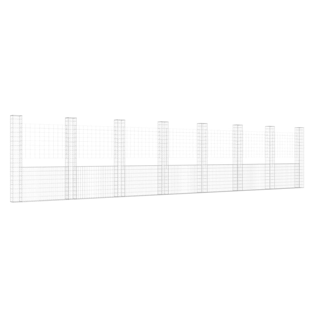 Schanskorf U-vormig met 8 palen 860x20x200 cm ijzer 860 x 20 x 200 cm