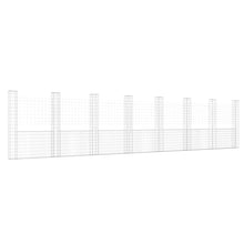 Schanskorf U-vormig met 8 palen 860x20x200 cm ijzer 860 x 20 x 200 cm