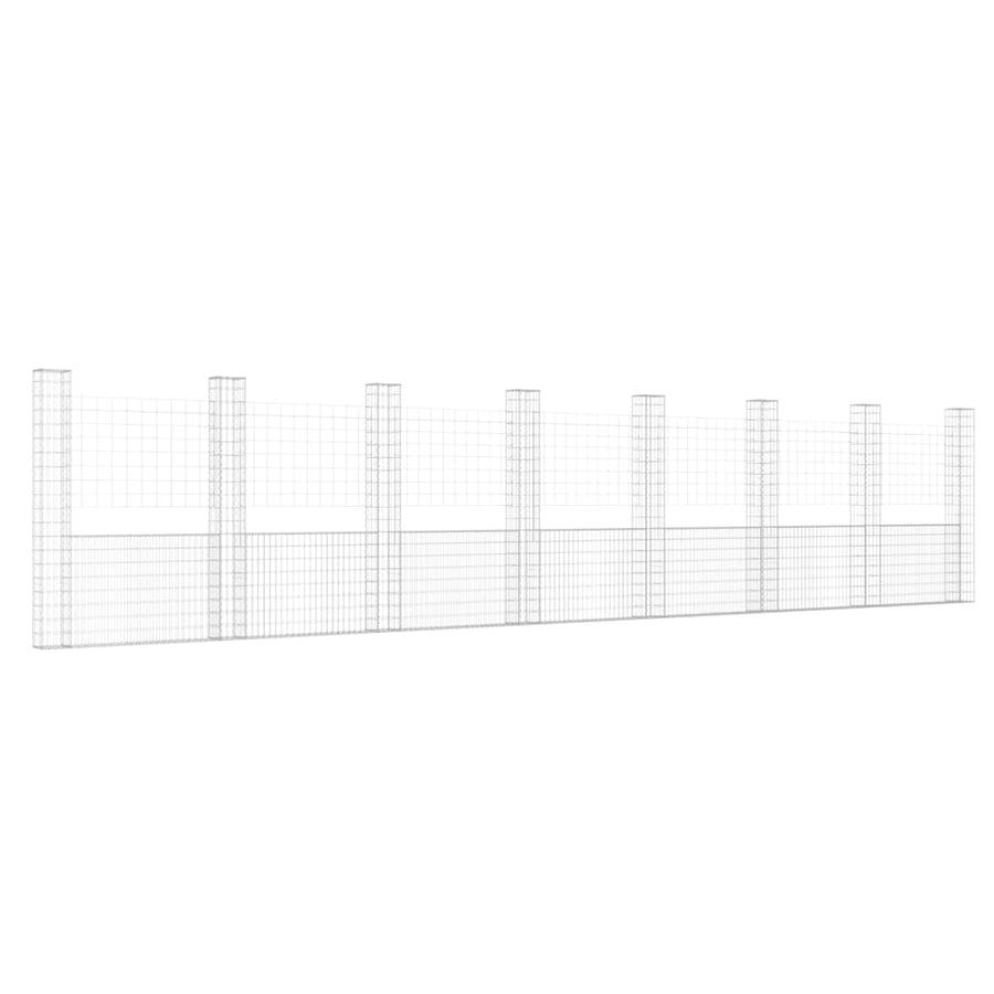 Schanskorf U-vormig met 8 palen 860x20x200 cm ijzer 860 x 20 x 200 cm