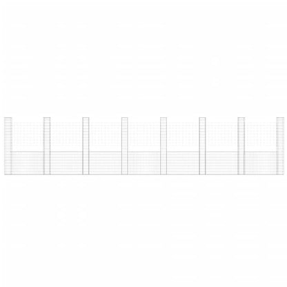 Schanskorf U-vormig met 8 palen 860x20x200 cm ijzer 860 x 20 x 200 cm