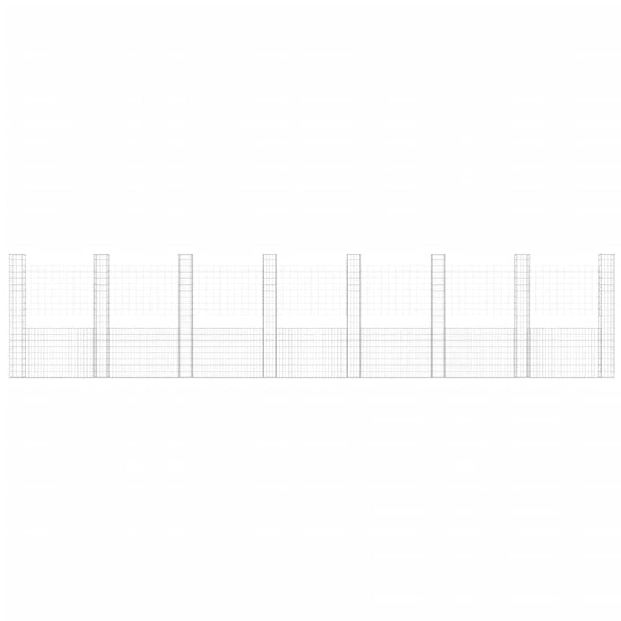 Schanskorf U-vormig met 8 palen 860x20x200 cm ijzer 860 x 20 x 200 cm