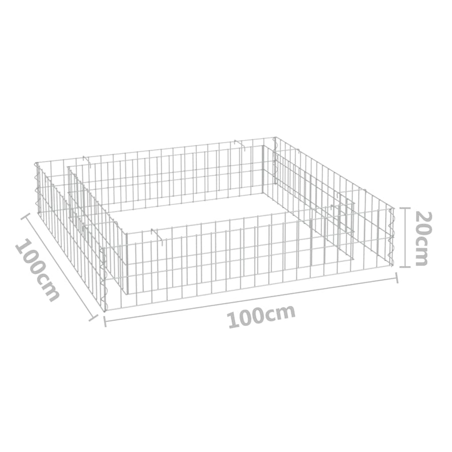 Gabion Plantenbak Verhoogd Gegalvaniseerd Staal 100 x 100 x 20 cm