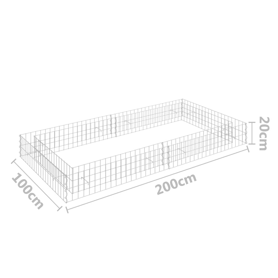 Gabion Plantenbak Verhoogd Gegalvaniseerd Staal 200 x 100 x 20 cm