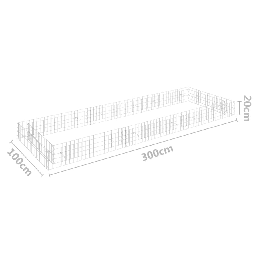 Gabion Plantenbak Verhoogd Gegalvaniseerd Staal 300 x 100 x 20 cm
