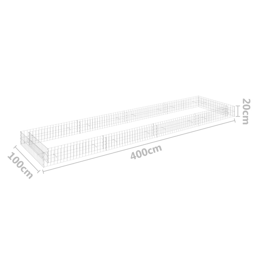 Gabion Plantenbak Verhoogd Gegalvaniseerd Staal 400 x 100 x 20 cm