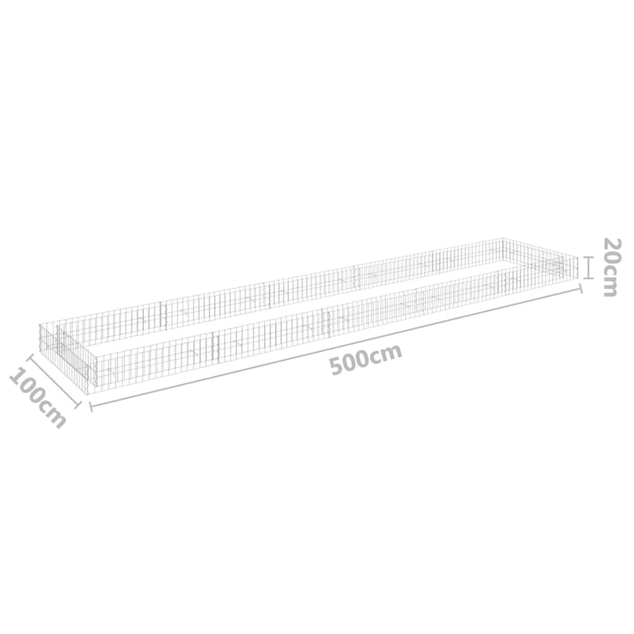 Gabion Plantenbak Verhoogd Gegalvaniseerd Staal 500 x 100 x 20 cm