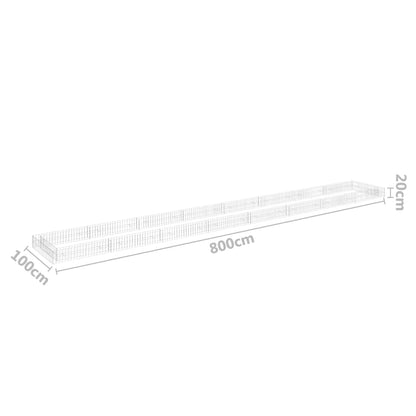 Gabion Plantenbak Verhoogd Gegalvaniseerd Staal 800 x 100 x 20 cm