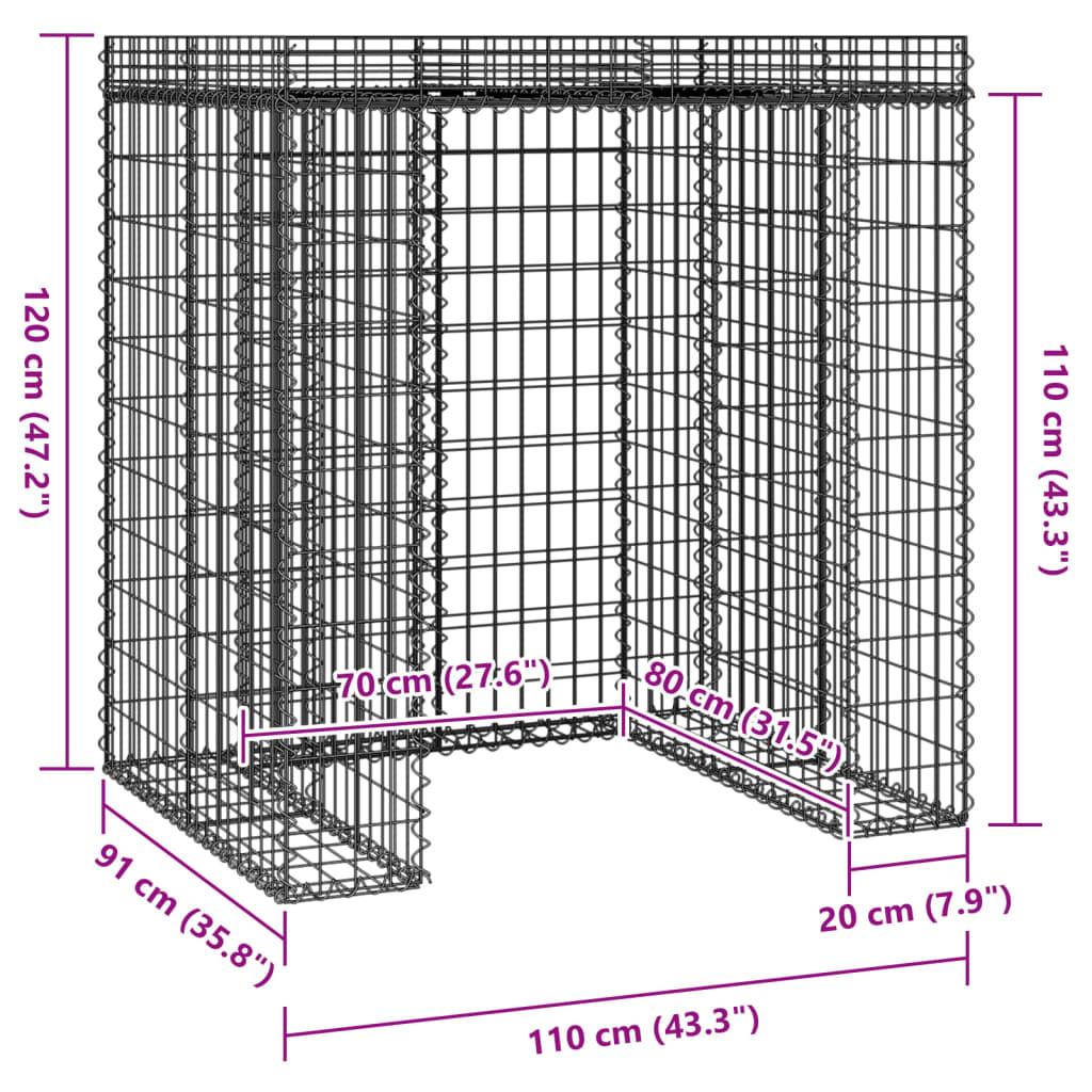 Schanskorf Voor Vuilnisbak 110X91X120 Cm Gegalvaniseerd Ijzer 1 container