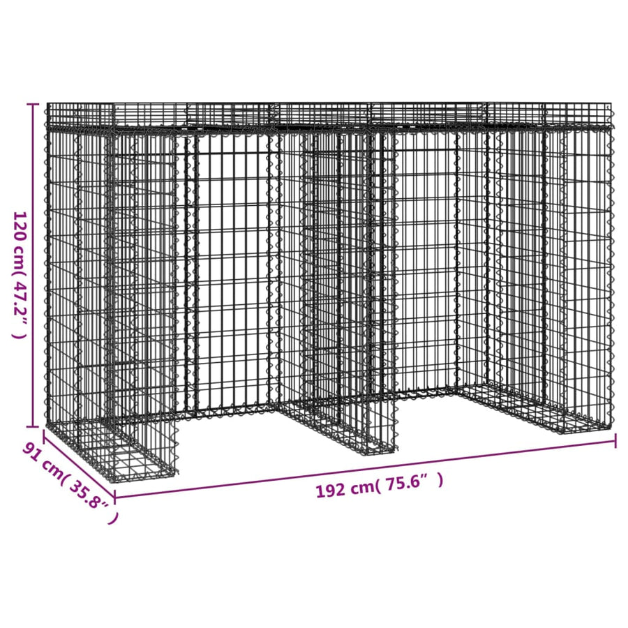 Schanskorf Voor Vuilnisbak 192X91X120 Cm Gegalvaniseerd Ijzer 2 containers