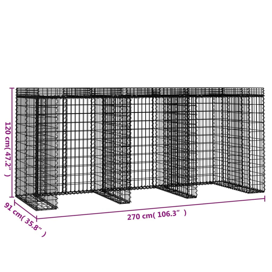 Schanskorf Voor Vuilnisbak 270X91X120 Cm Gegalvaniseerd Ijzer 3 containers