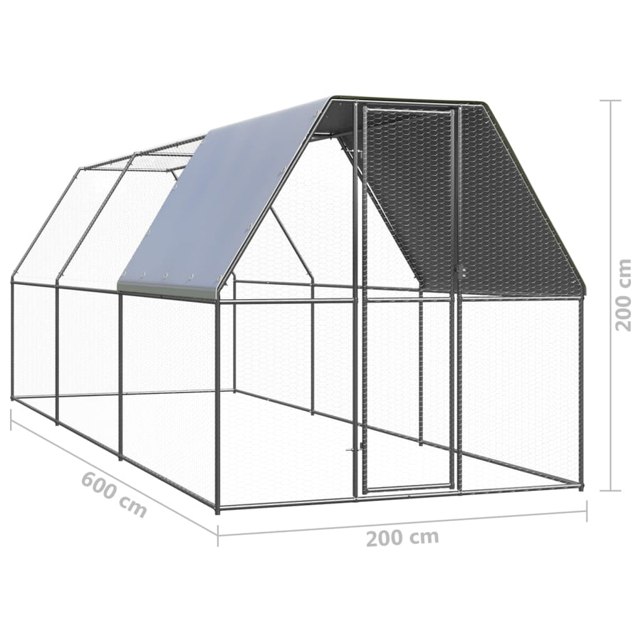 Kippenhok Gegalvaniseerd Staal 2 x 6 x 2 m
