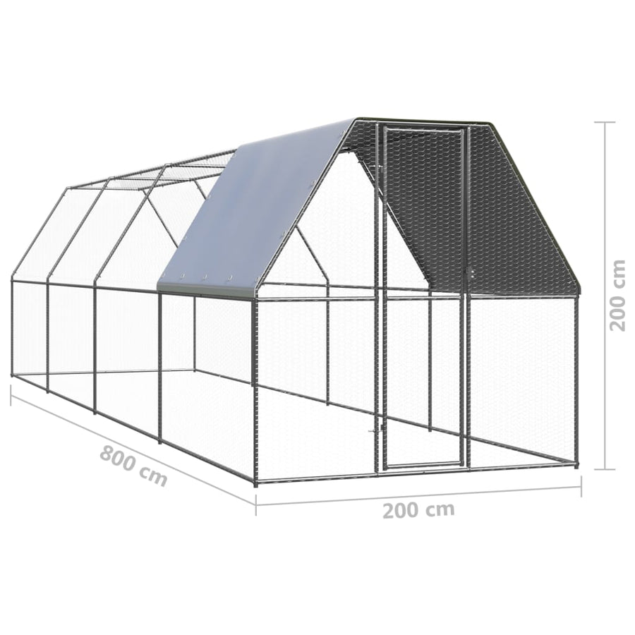 Kippenhok Gegalvaniseerd Staal 2 x 8 x 2 m