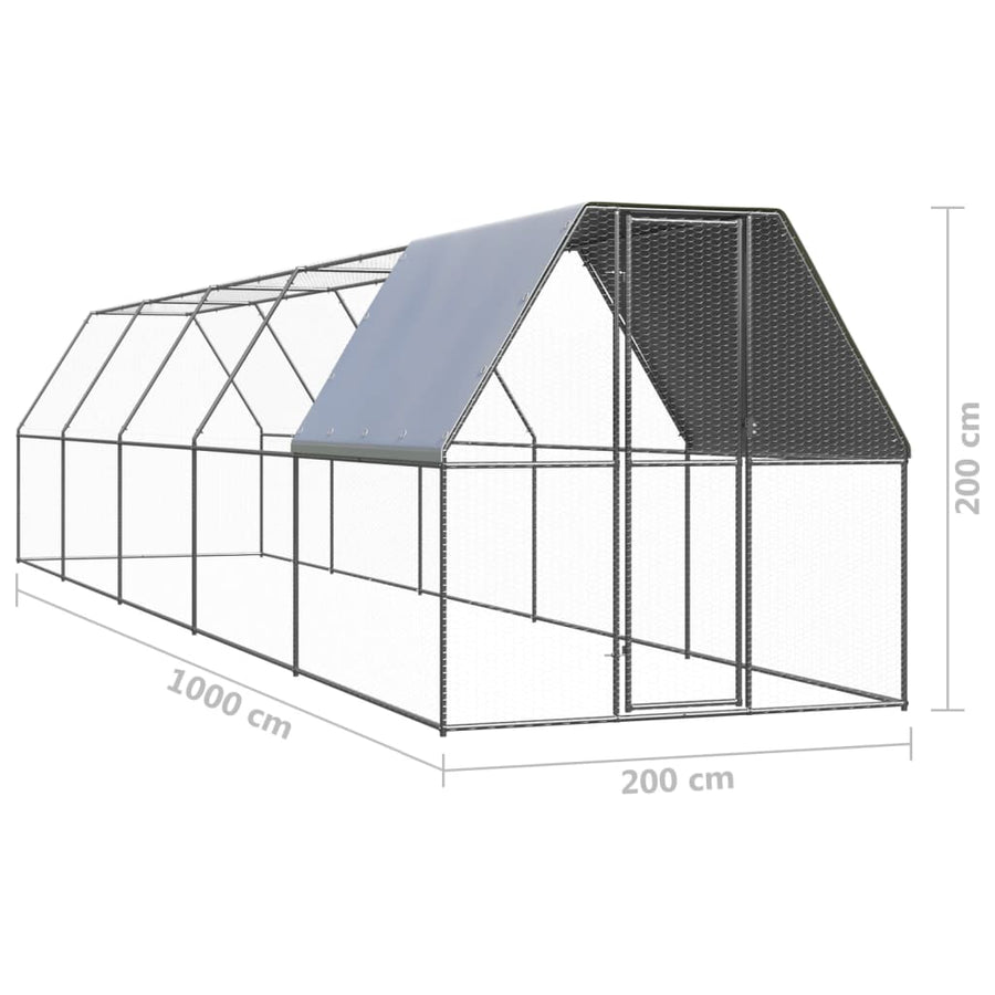 Kippenhok Gegalvaniseerd Staal 2 x 10 x 2 m