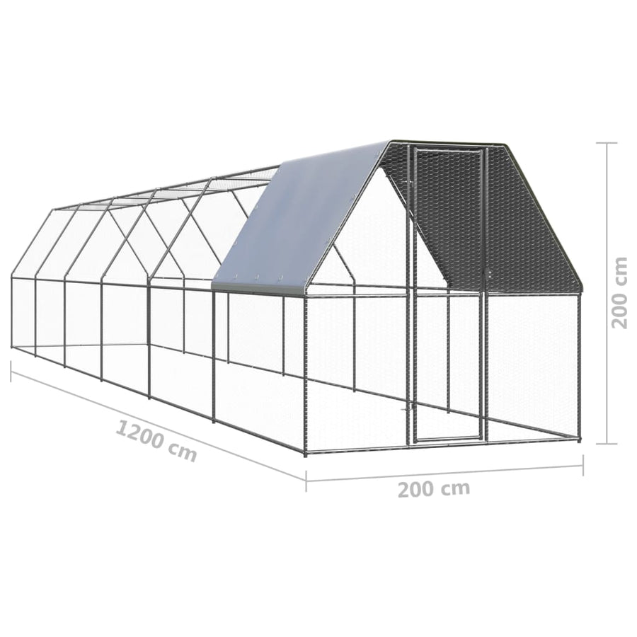 Kippenhok Gegalvaniseerd Staal 2 x 12 x 2 m