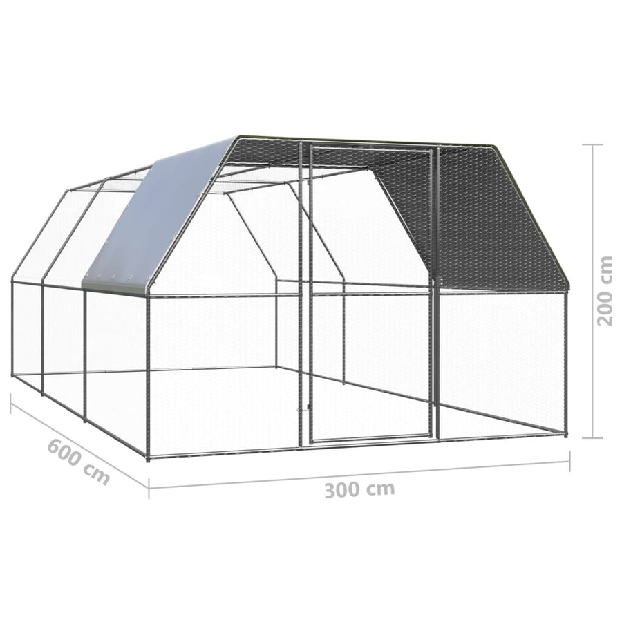 Kippenhok Gegalvaniseerd Staal 3 x 6 x 2 m