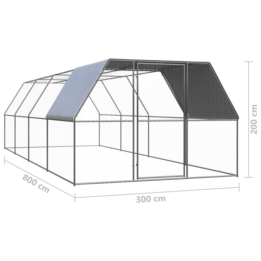 Kippenhok Gegalvaniseerd Staal 3 x 8 x 2 m