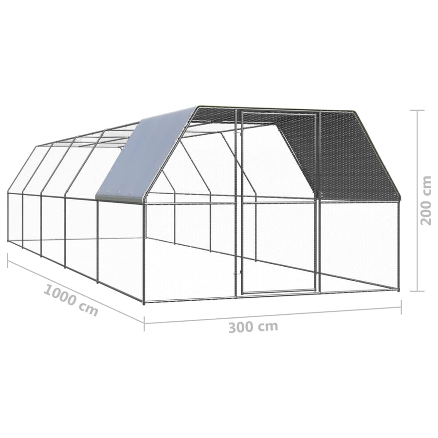 Kippenhok Gegalvaniseerd Staal 3 x 10 x 2 m