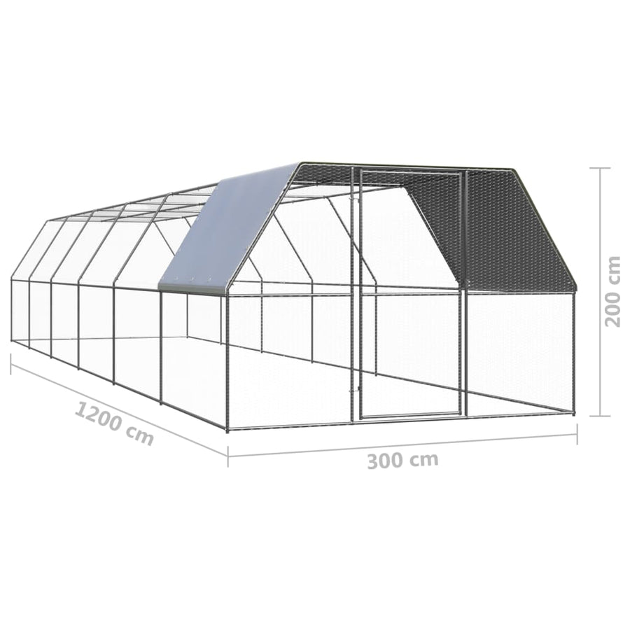 Kippenhok Gegalvaniseerd Staal 3 x 12 x 2 m