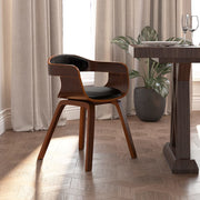 Eetkamerstoel kunstleer gebogen hout zwart 49x51x70 cm