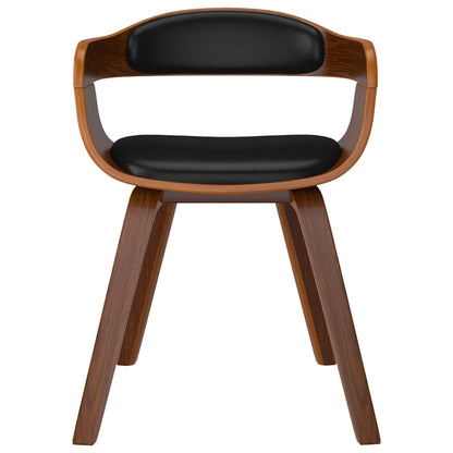 Eetkamerstoelen Gebogen Hout En Kunstleer 2 Zwart en donkerbruin