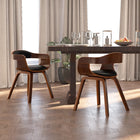 Dining chairs 2 pcs bent wood and black faux leather