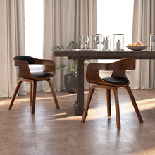 Eetkamerstoelen Gebogen Hout En Kunstleer 2 Zwart en donkerbruin