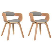 Eetkamerstoel 2 st gebogen hout en stof taupe